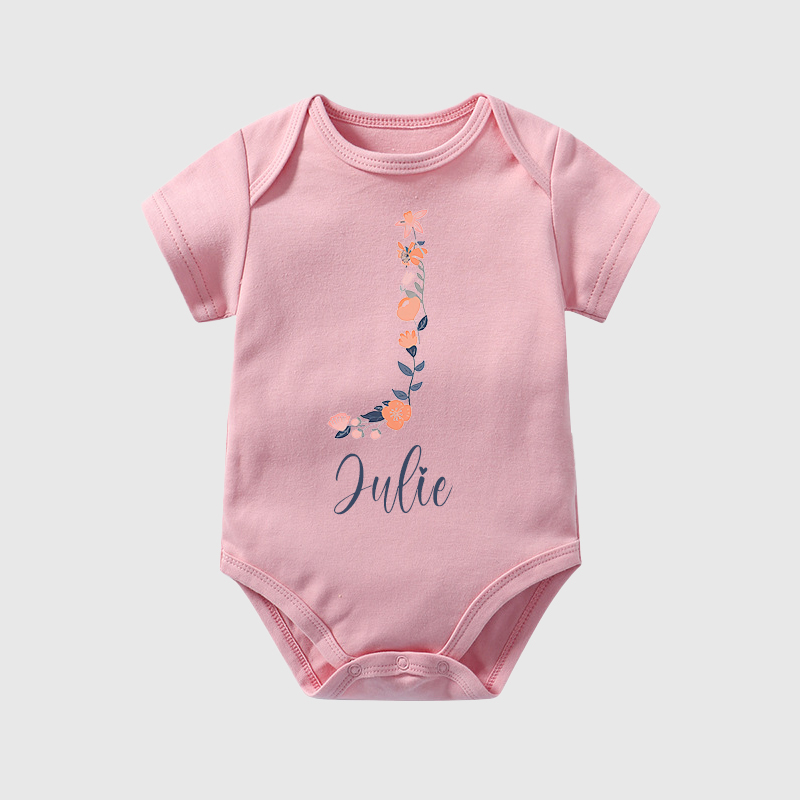 Personalized Baby Girl Floral Cozy Onesie| BBCloth45