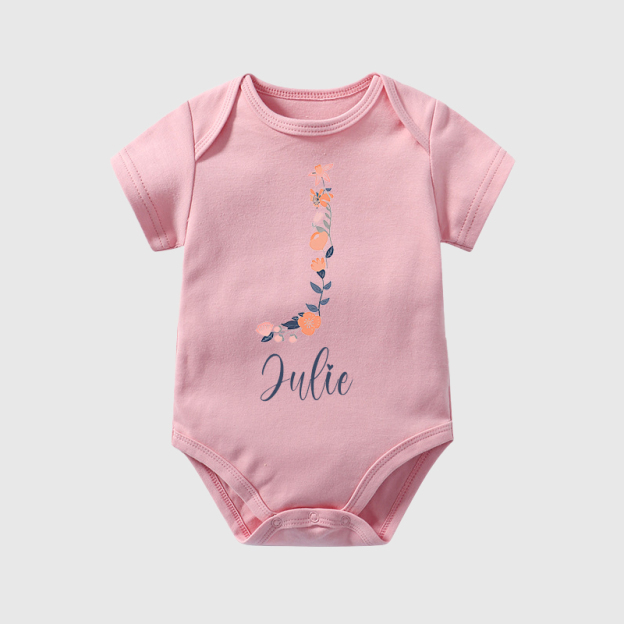 Personalized Baby Girl Floral Cozy Onesie| BBCloth45