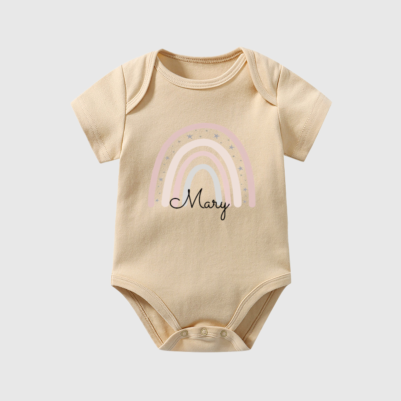 Personalized Baby Girl Rainbow Cozy Onesie| BBCloth27