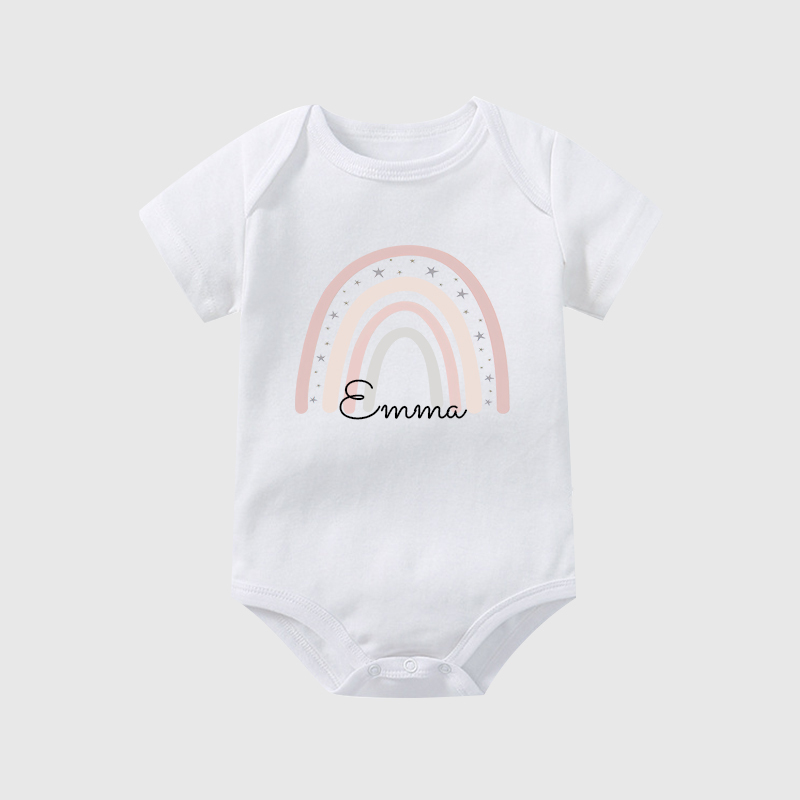 Personalized Baby Girl Rainbow Cozy Onesie| BBCloth27