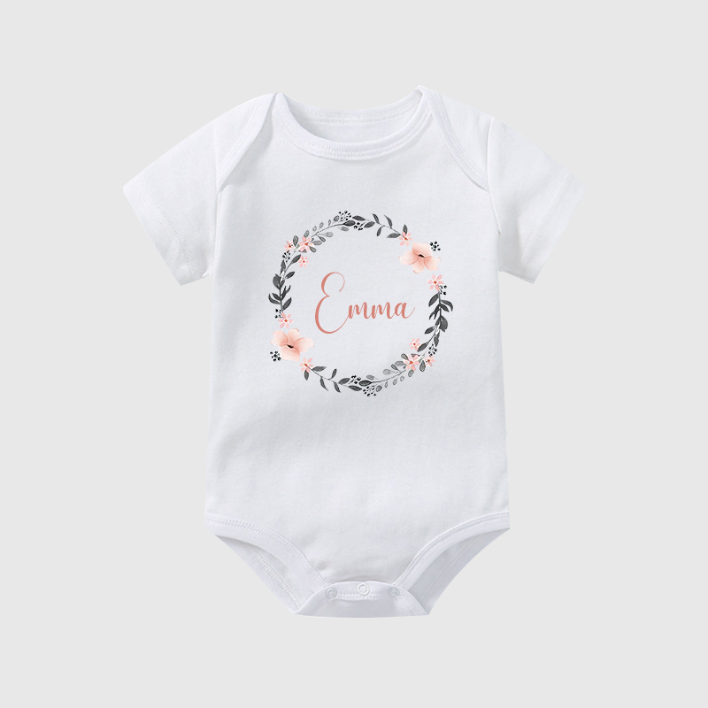Personalized Baby Girl Floral Cozy Onesie| BBCloth28