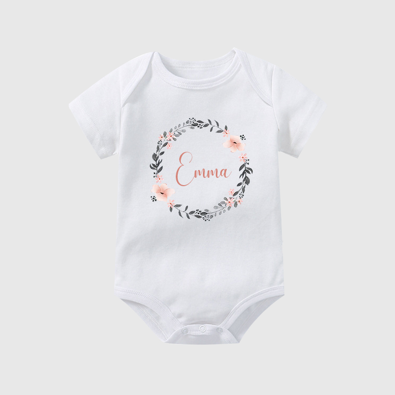 Personalized Baby Girl Floral Cozy Onesie| BBCloth28