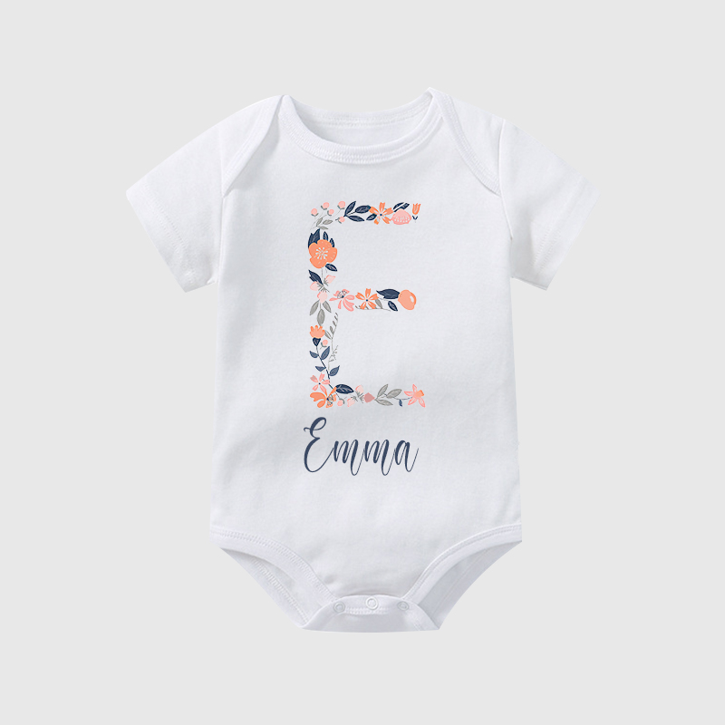 Personalized Baby Girl Floral Cozy Onesie| BBCloth45
