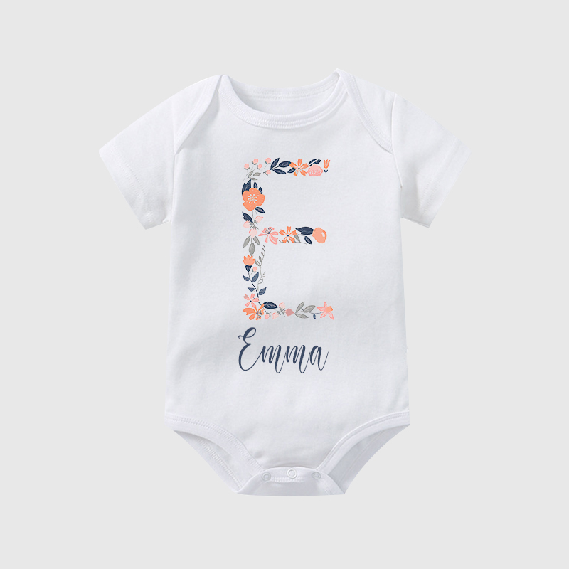 Personalized Baby Girl Floral Cozy Onesie| BBCloth45