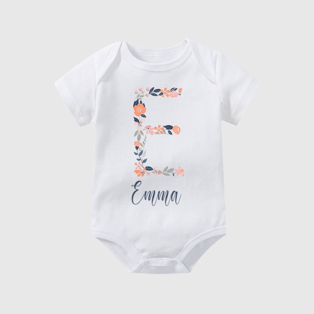 Personalized Baby Girl Floral Cozy Onesie| BBCloth45