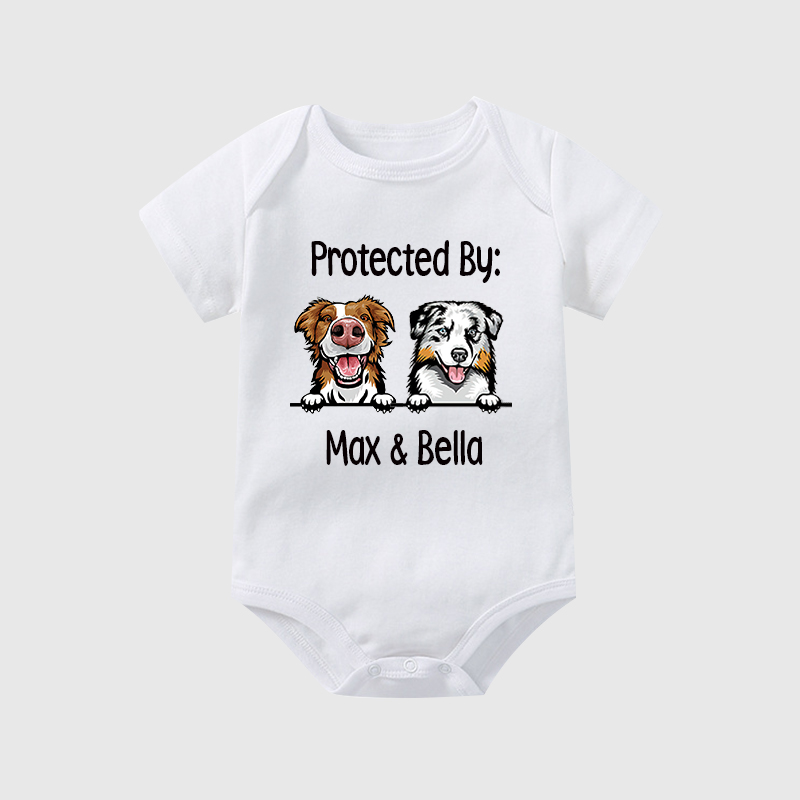 Personalized Baby Protected By Dog Onesie| BBCloth16