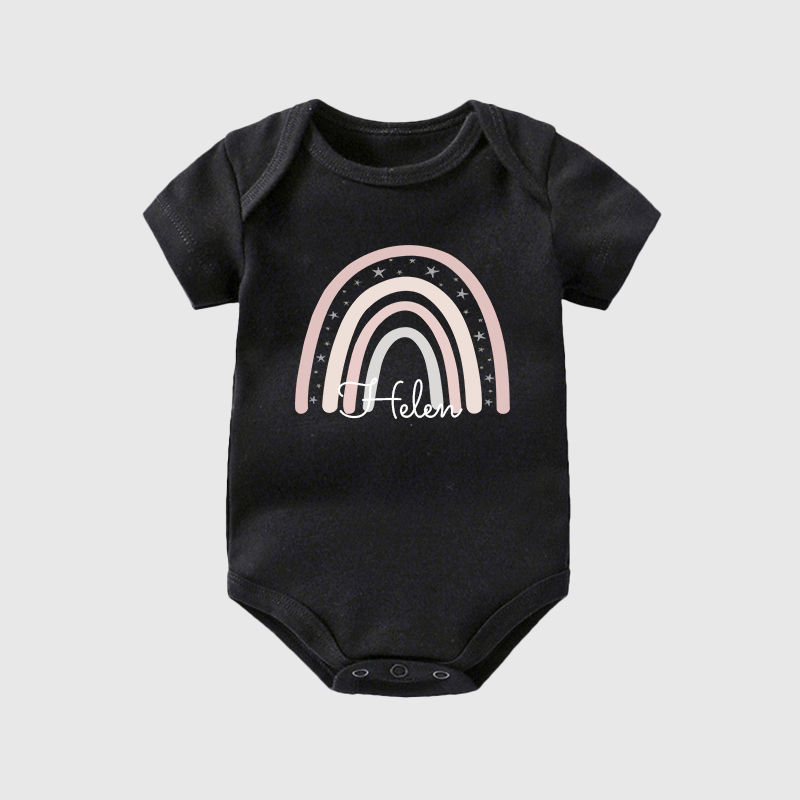 Personalized Baby Girl Rainbow Cozy Onesie| BBCloth27