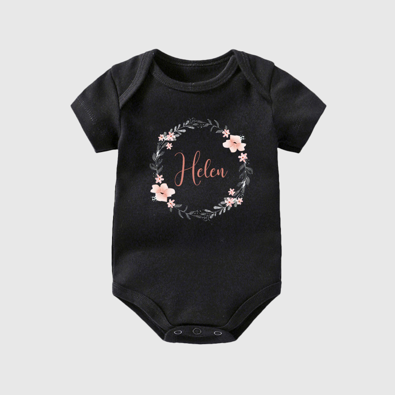 Personalized Baby Girl Floral Cozy Onesie| BBCloth28