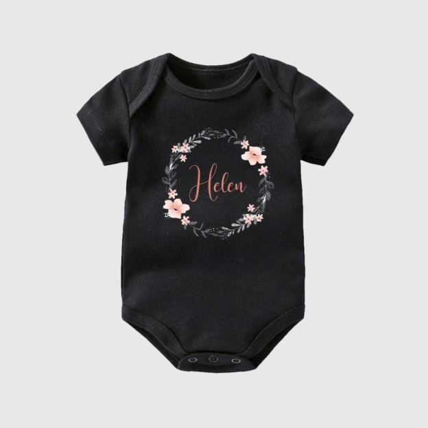 Personalized Baby Girl Floral Cozy Onesie| BBCloth28