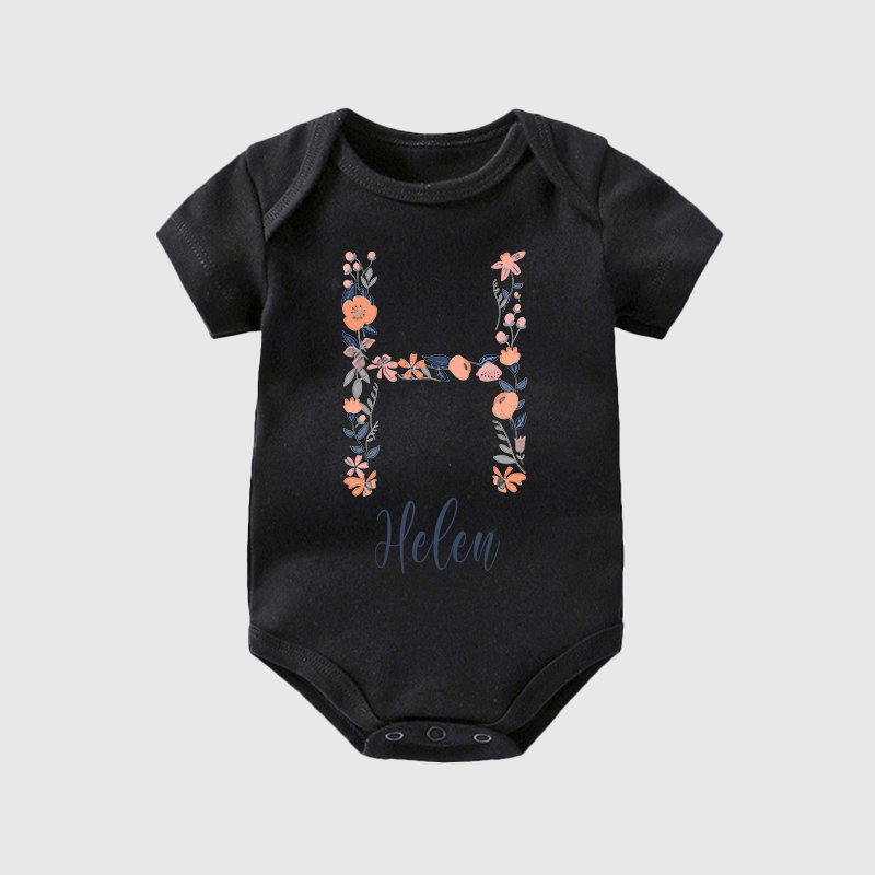 Personalized Baby Girl Floral Cozy Onesie| BBCloth45