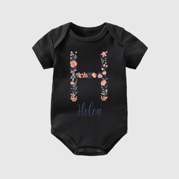 Personalized Baby Girl Floral Cozy Onesie| BBCloth45