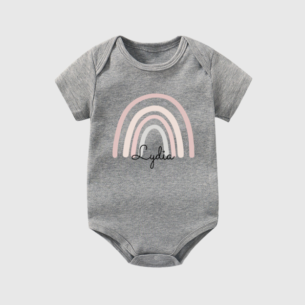 Personalized Baby Girl Rainbow Cozy Onesie| BBCloth27