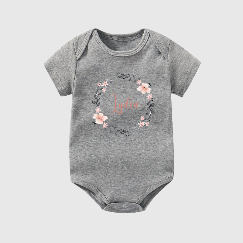Personalized Baby Girl Floral Cozy Onesie| BBCloth28