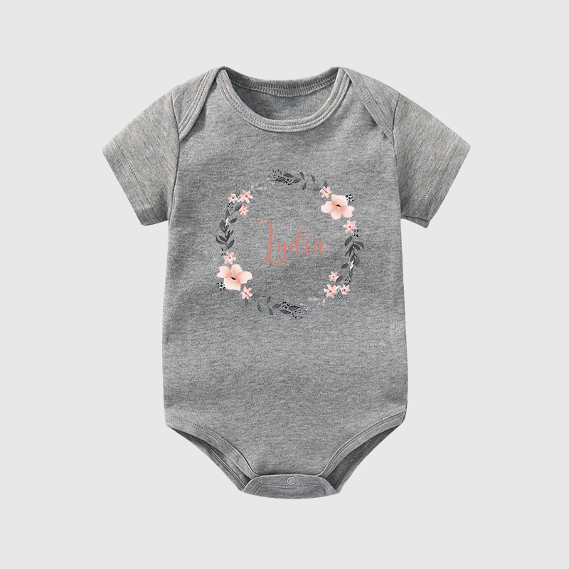 Personalized Baby Girl Floral Cozy Onesie| BBCloth28