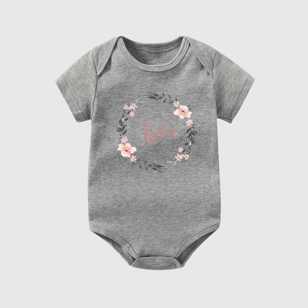 Personalized Baby Girl Floral Cozy Onesie| BBCloth28