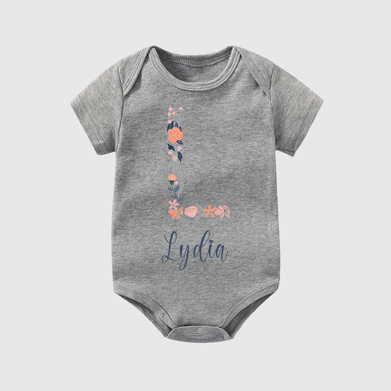 Personalized Baby Girl Floral Cozy Onesie| BBCloth45