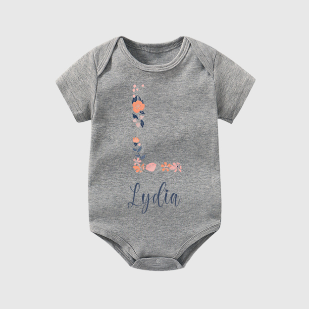 Personalized Baby Girl Floral Cozy Onesie| BBCloth45