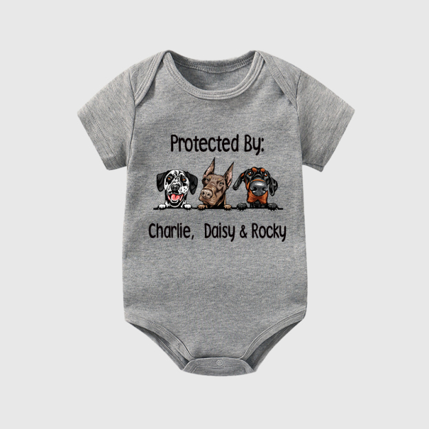 Personalized Baby Protected By Dog Onesie| BBCloth16