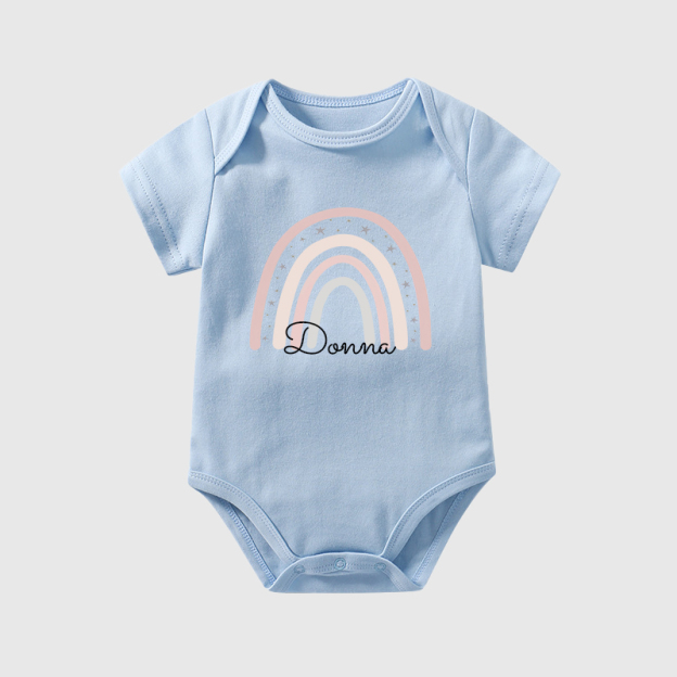 Personalized Baby Girl Rainbow Cozy Onesie| BBCloth27