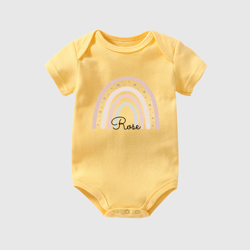 Personalized Baby Girl Rainbow Cozy Onesie| BBCloth27
