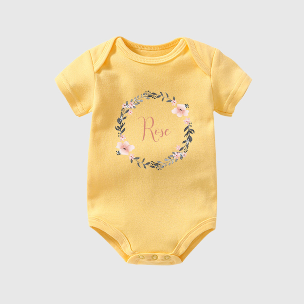 Personalized Baby Girl Floral Cozy Onesie| BBCloth28