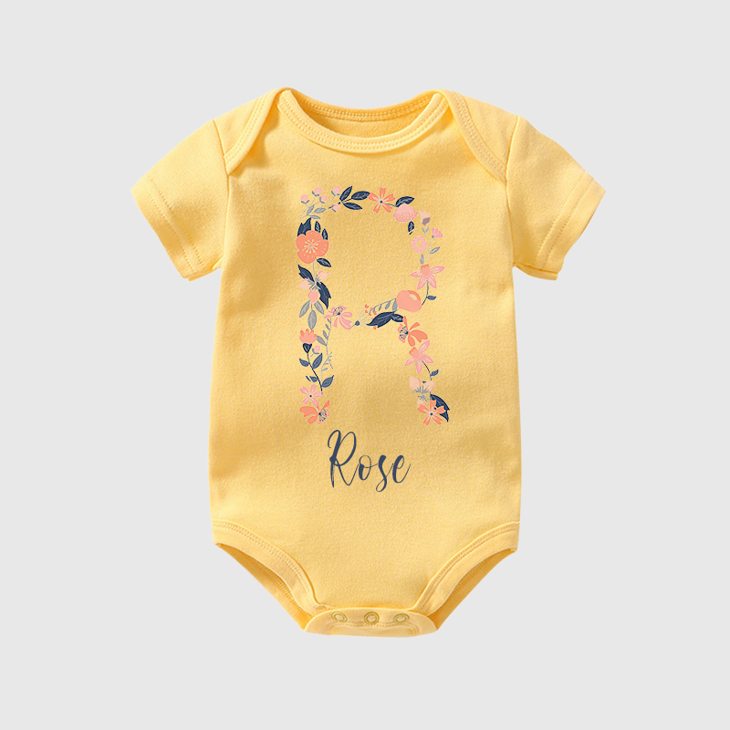Personalized Baby Girl Floral Cozy Onesie| BBCloth45
