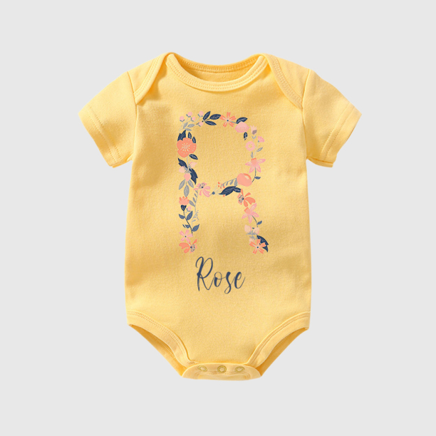 Personalized Baby Girl Floral Cozy Onesie| BBCloth45