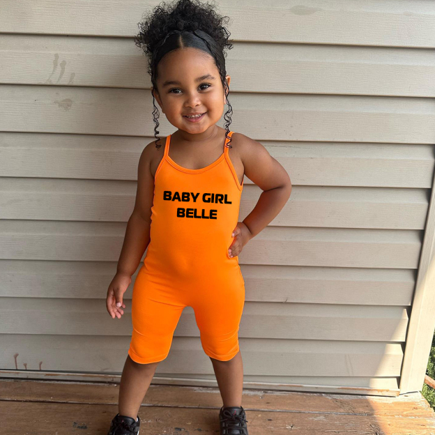 Personalized Girl Suspender Letter Print Jumpsuit| Cloth221