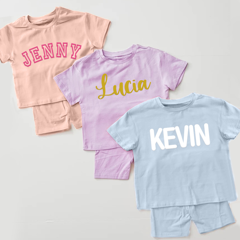Personalized Kids Puff Vinyl Toddler Shorts Set| Cloth156