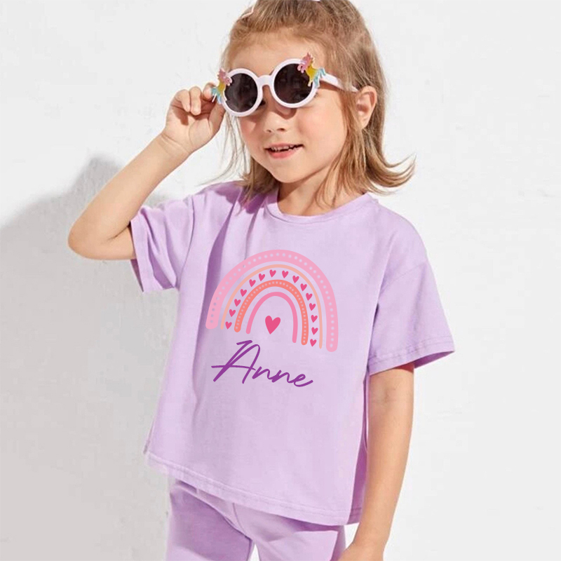 Personalized Kids Rainbow Cycling Toddler shorts Set| Cloth153