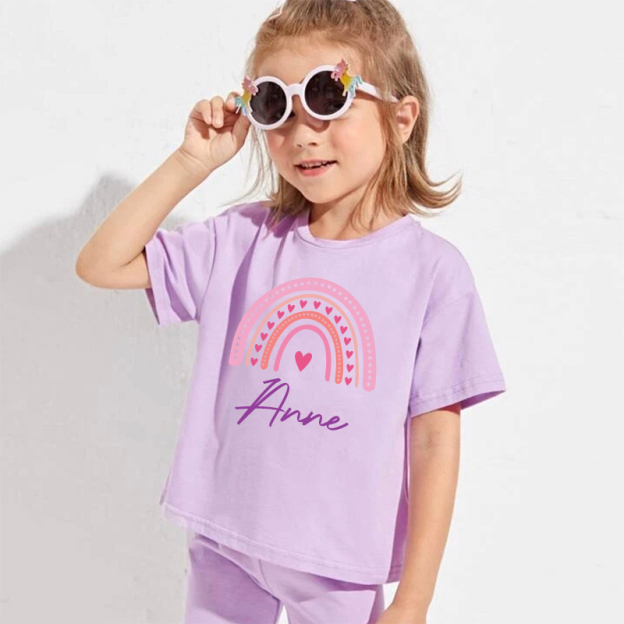 Personalized Kids Rainbow Cycling Toddler shorts Set| Cloth153