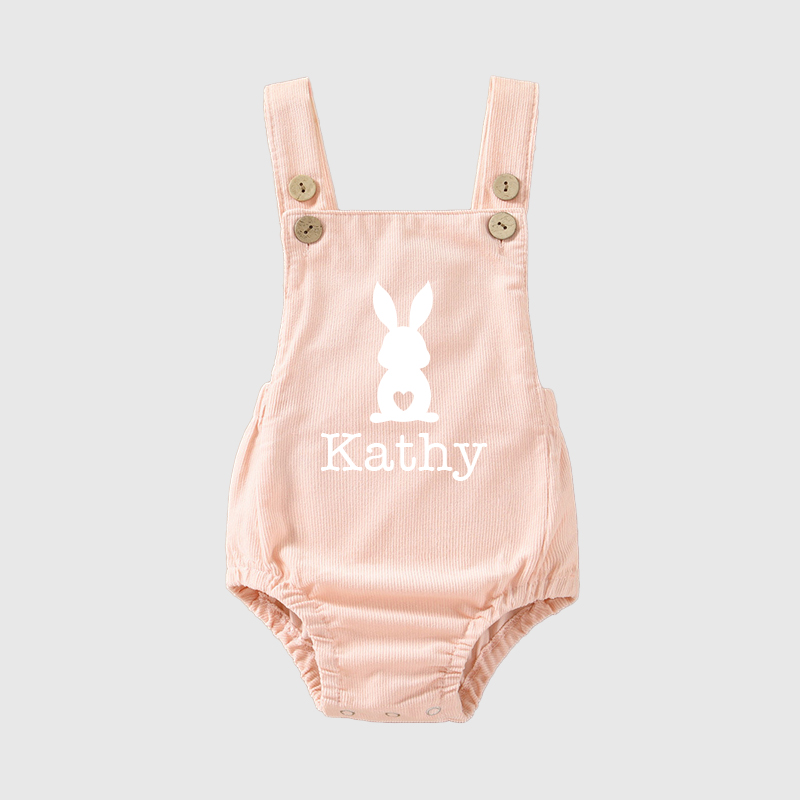 Personalized Baby unisex Bunny overalls suspenders Romper| BBCloth21