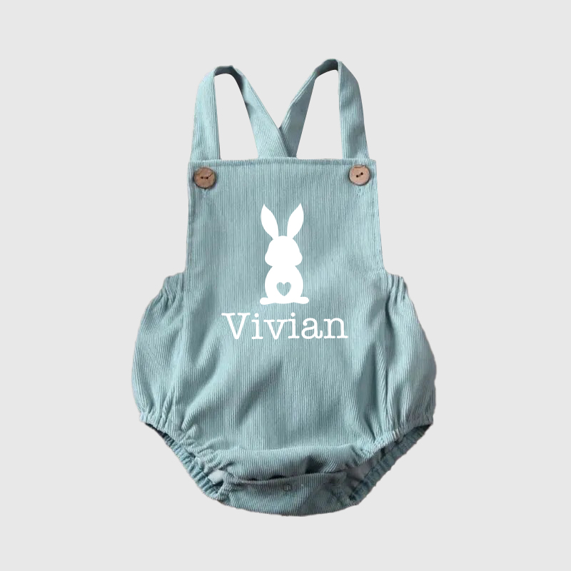 Personalized Baby unisex Bunny overalls suspenders Romper| BBCloth21