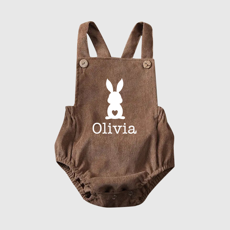 Personalized Baby unisex Bunny overalls suspenders Romper| BBCloth21