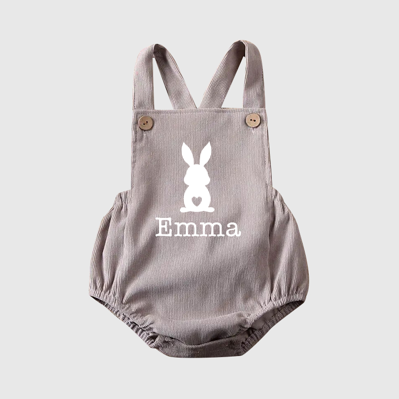 Personalized Baby unisex Bunny overalls suspenders Romper| BBCloth21