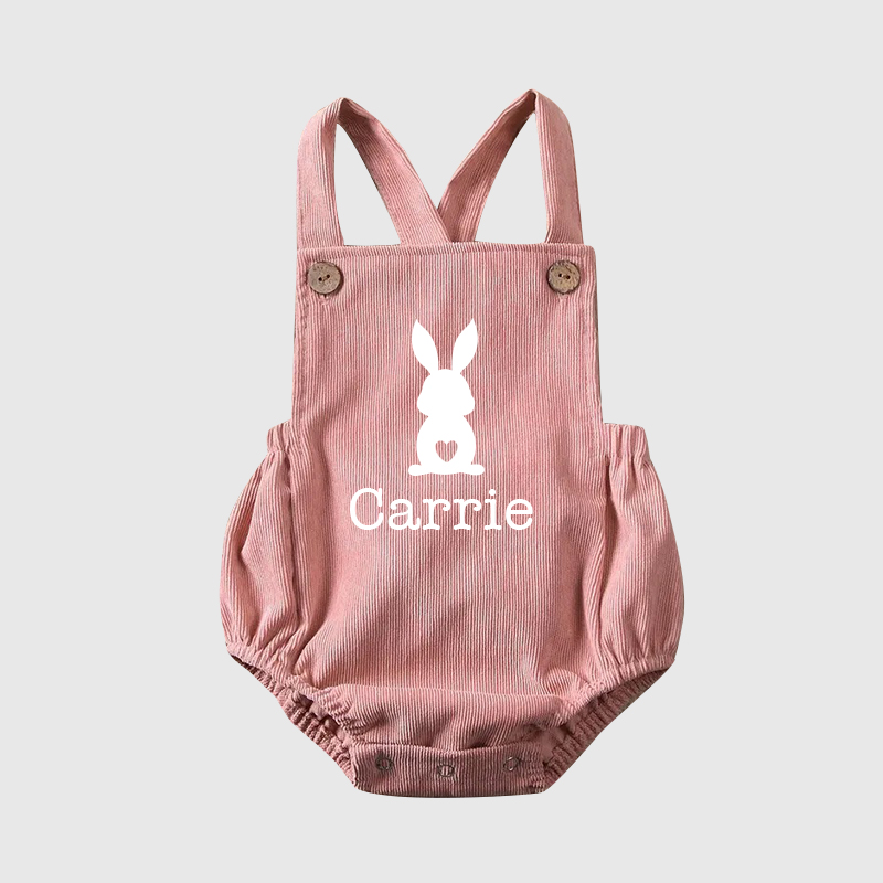 Personalized Baby unisex Bunny overalls suspenders Romper| BBCloth21