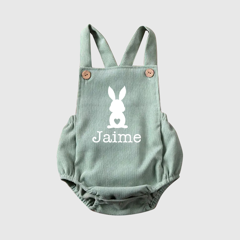 Personalized Baby unisex Bunny overalls suspenders Romper| BBCloth21