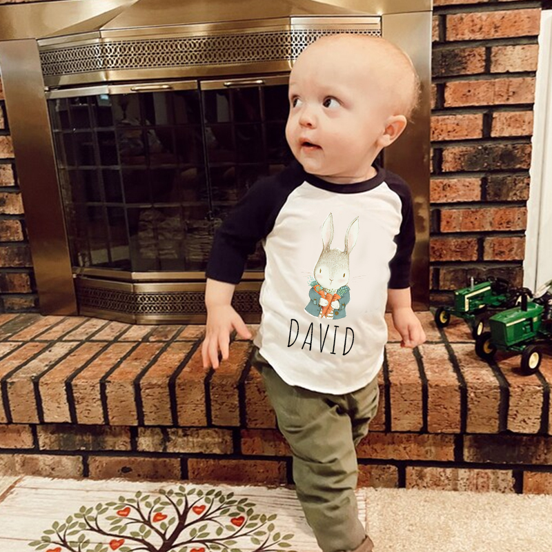 Personalized Boy Easter Bunny Long Sleeves Shirt| Cloth12433