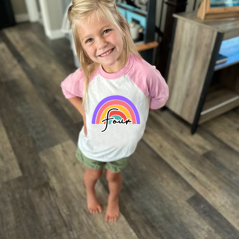 Personalized Girls Birthday Rainbow Long Sleeves Shirt| Cloth135