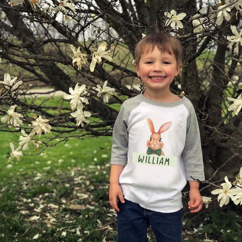 Personalized Kids Easter Bunny Long Sleeves Shirt| Cloth12430