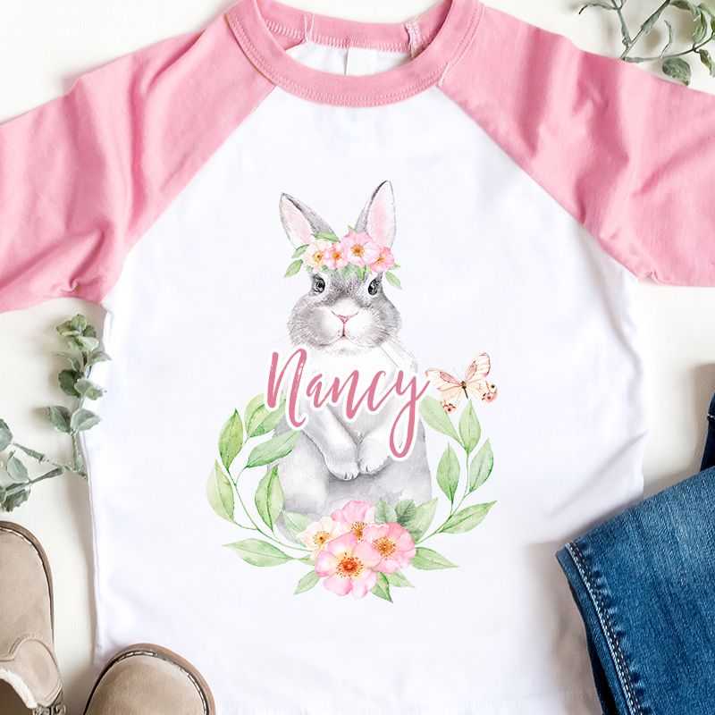 Personalized Kids Easter Bunny Long Sleeves Shirt| Cloth129