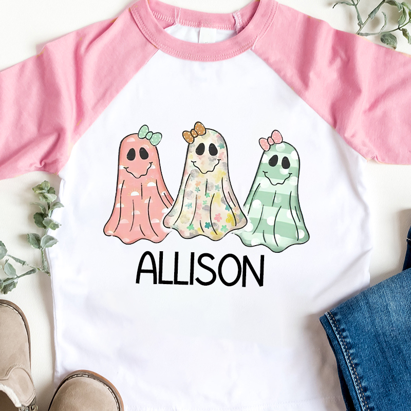 Personalized Girls Halloween With Ghosts Long Sleeves Shirt| Cloth12401