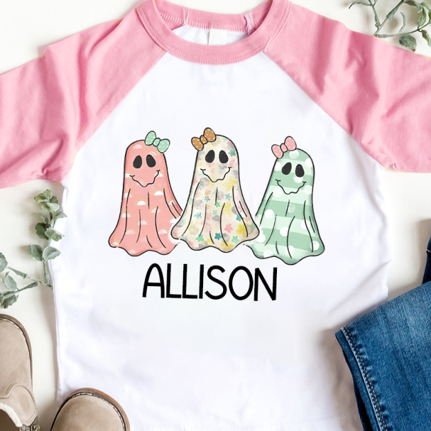 Personalized Girls Halloween With Ghosts Long Sleeves Shirt| Cloth12401