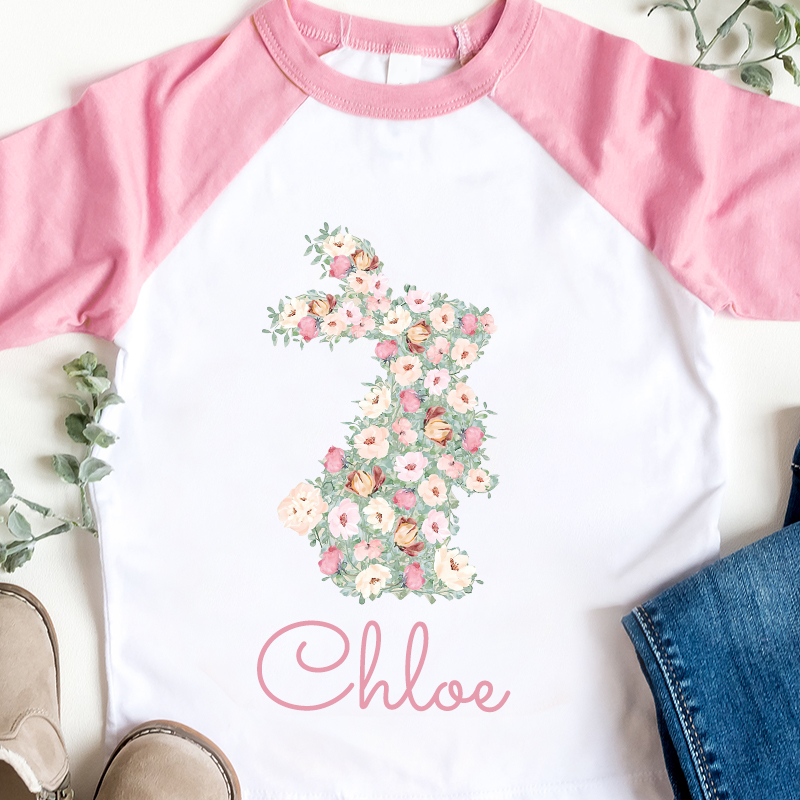 Personalized Girl Easter Bunny Long Sleeves Shirt| Cloth12431