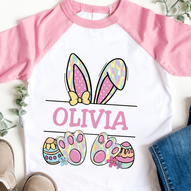 Personalized Kids Alphabet Bunny Long Sleeve Shirt| Cloth 12434
