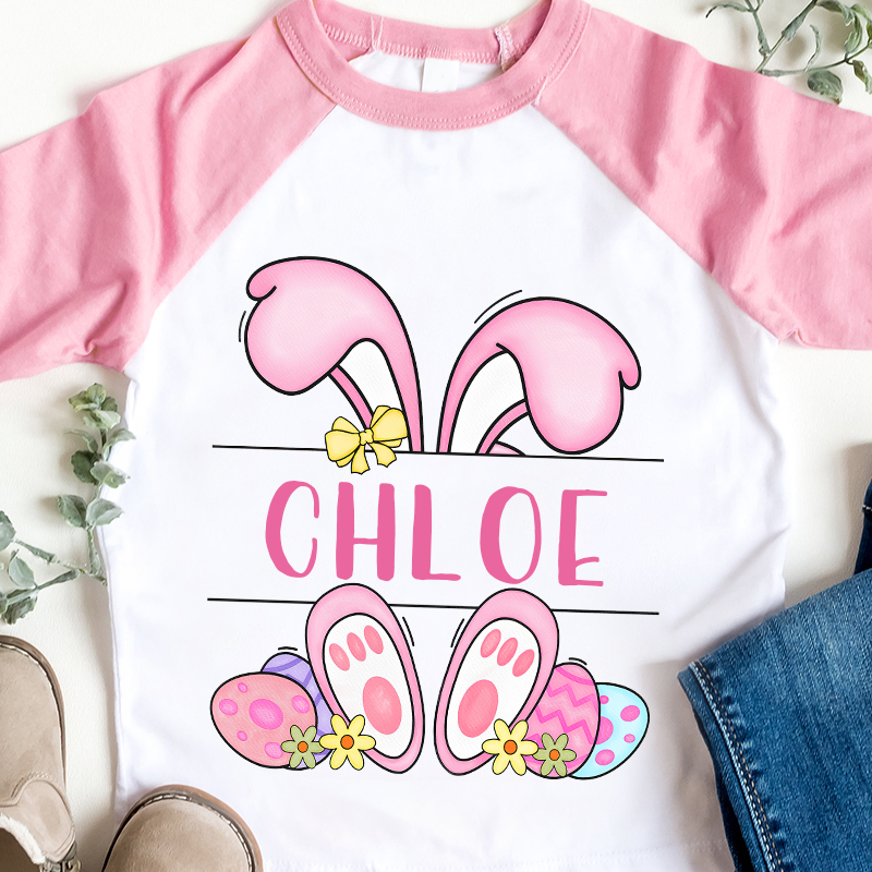 Personalized Kids Easter Bunny Long Sleeve Shirt| Cloth12435