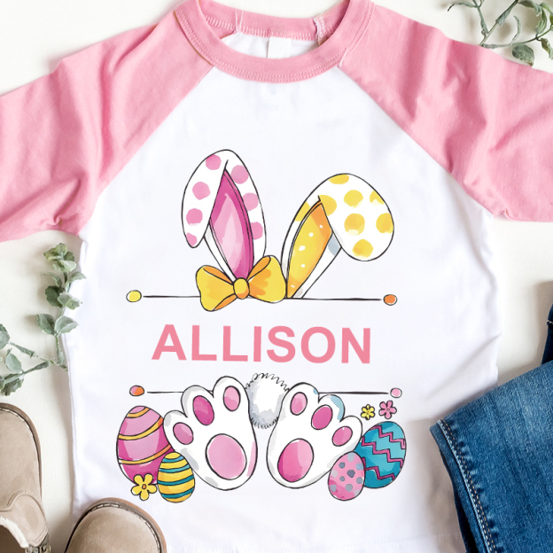 Personalized Kids Easter Bunny Long Sleeve Shirt| Cloth12436