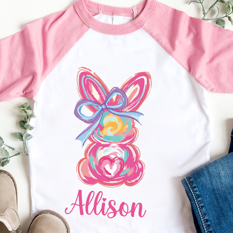 Personalized Kids Easter Bunny Long Sleeves Shirt| Cloth12438