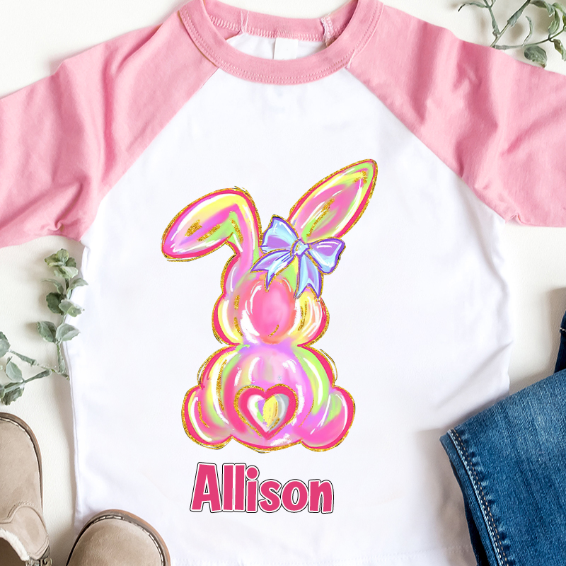 Personalized Kids Easter Bunny Long Sleeves Shirt| Cloth12439