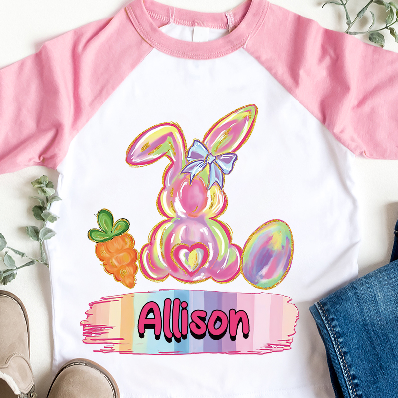 Personalized Kids Easter Bunny Long Sleeves Shirt| Cloth12440